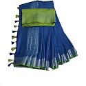 NR Handloom | Women's Cotton Linen Slub Saree with Contrast Unstitched Blouse Piece and Zari Border &amp; Pallu_Free Size_Variation_