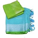 NR Handloom | Women's Cotton Linen Slub Saree with Contrast Unstitched Blouse Piece and Zari Border &amp; Pallu_Free Size_Variation_