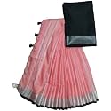 NR Handloom | Women's Cotton Linen Slub Saree with Contrast Unstitched Blouse Piece and Zari Border &amp; Pallu_Free Size_Variation_