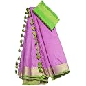 NR Handloom | Women's Cotton Linen Slub Saree with Contrast Unstitched Blouse Piece and Zari Border &amp; Pallu_Free Size_Variation_