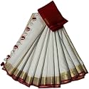 NR Handloom | Women's Cotton Linen Slub Saree with Contrast Unstitched Blouse Piece and Zari Border &amp; Pallu_Free Size_Variation_