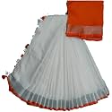 NR Handloom | Women's Cotton Linen Slub Saree with Contrast Unstitched Blouse Piece and Zari Border &amp; Pallu_Free Size_Variation_