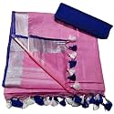 NR Handloom | Women's Cotton Linen Slub Saree with Contrast Unstitched Blouse Piece and Zari Border &amp; Pallu_Free Size_Variation_