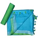 NR Handloom | Women's Cotton Linen Slub Saree with Contrast Unstitched Blouse Piece and Zari Border &amp; Pallu_Free Size_Variation_