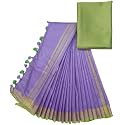 NR Handloom | Women's Cotton Linen Slub Saree with Contrast Unstitched Blouse Piece and Zari Border &amp; Pallu_Free Size_Variation_