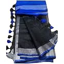 NR Handloom | Women's Cotton Linen Slub Saree with Contrast Unstitched Blouse Piece and Zari Border &amp; Pallu_Free Size_Variation_