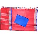 NR Handloom | Women's Cotton Linen Slub Saree with Contrast Unstitched Blouse Piece and Zari Border &amp; Pallu_Free Size_Variation_