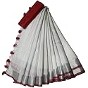 NR Handloom | Women's Cotton Linen Slub Saree with Contrast Unstitched Blouse Piece and Zari Border &amp; Pallu_Free Size_Variation_