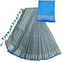 NR Handloom | Women's Cotton Linen Slub Saree with Contrast Unstitched Blouse Piece and Zari Border &amp; Pallu_Free Size_Variation_