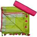 NR Handloom | Women's Cotton Linen Slub Saree with Contrast Unstitched Blouse Piece and Zari Border &amp; Pallu_Free Size_Variation_