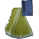 NR Handloom | Women's Cotton Linen Slub Saree with Contrast Unstitched Blouse Piece and Zari Border &amp; Pallu_Free Size_Variation_