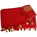 NR Handloom | Women's Cotton Linen Slub Saree with Contrast Unstitched Blouse Piece and Zari Border &amp; Pallu_Free Size_Variation_