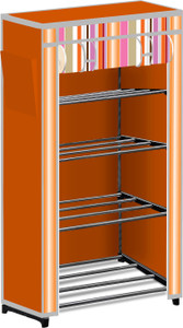nr kart 4 tier foldable shoe rack  space saver universal for entry bedroom  balcony plastic metal collapsible shoe stand orange strip modern printeda4 4 shelves diydo-it-yourself