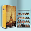 NR Kart 4 Tier Foldable Shoe Rack – Space Saver, Universal for Entry, Bedroom & Balcony Plastic, Metal Collapsible Shoe Stand (Eiffel Tower Modern Printed(A4), 4 Shelves, DIY(Do-It-Yourself))