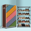 NR Kart 5 Tier Foldable Shoe Rack – Space Saver, Universal for Entry, Bedroom & Balcony Plastic, Metal Collapsible Shoe Stand (Colorful Wood Modern Printed(A5), 5 Shelves, DIY(Do-It-Yourself))