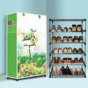 NR Kart 5 Tier Foldable Shoe Rack – Space Saver, Universal for Entry, Bedroom & Balcony Plastic, Metal Collapsible Shoe Stand (House Tree Green Modern Printed(A5), 5 Shelves, DIY(Do-It-Yourself))