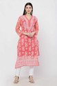 Ns Fashion Pack of 2 Embroidered Georgette A-line Kurta for Women (Red)