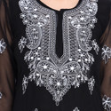 Ns Fashion Embroidered Georgette Straight Kurta for Women (Black)