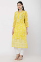 Ns Fashion Pack of 2 Embroidered Georgette Straight Kurta for Women (Yellow)