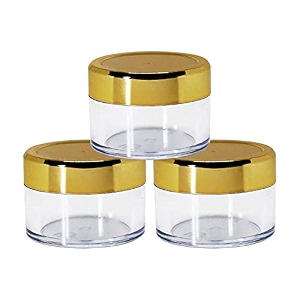 nsb herbals 15 g empty acrylic san jar transparentclear cosmetic container with gold lid and inner lids for lip balms lip scrubs body butters eyeshadow makeup and diy products 3