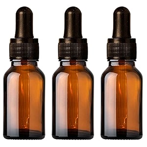 nsb herbals 15 ml amber round empty glass bottle  glass dropper  black ring  black silicone teat refillable reusable leak proof for essential oils perfumes pack of 3