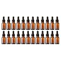 nsb herbals 15 ML Amber Round Empty Glass Bottle + Glass Dropper + Black Ring + Black Silicone Teat, Refillable, Reusable, Leak Proof For Essential Oils, Perfumes (Pack Of 24)