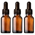 nsb herbals 15 ML Amber Round Empty Glass Bottle + Glass Dropper + Black Ring + Black Silicone Teat, Refillable, Reusable, Leak Proof For Essential Oils, Perfumes (Pack Of 3)