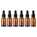 nsb herbals 15 ML Amber Round Empty Glass Bottle + Glass Dropper + Black Ring + Black Silicone Teat, Refillable, Reusable, Leak Proof For Essential Oils, Perfumes (Pack Of 6)
