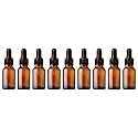 nsb herbals 15 ML Amber Round Empty Glass Bottle + Glass Dropper + Black Ring + Black Silicone Teat, Refillable, Reusable, Leak Proof for Essential Oils, Perfumes &amp; Face Oil (Pack Of 9)