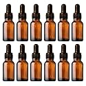 nsb herbals 15 ML Amber Round Empty Glass Bottle + Glass Dropper + Black Ring + Black Silicone Teat, Refillable, Reusable, Leak Proof For Essential Oils, Perfumes (Pack Of 12)