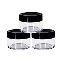 nsb herbals 15 Ml Empty Acrylic San Jar Transparent/Clear Cosmetic Container With Black Lid And Inner Lids For Lip Balms, Lip Scrubs, Body Butters, Eyeshadow, Makeup And Diy Products (3)