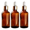 nsb herbals 50 ml Amber Round Empty Glass Bottle + Glass Dropper + Gold Ring + White Silicon Teat, Refillable, Reusable, Leak Proof for Essential Oils, Blends, DIY Perfumes &amp; Face (Pack of 3)