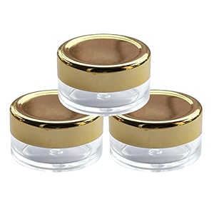 nsb herbals 8 gm empty acrylic san jar transparentclear cosmetic container with gold lid and inner lids for lip balms eyeshadow makeup and diy beauty products pack of 3 8 milliliter