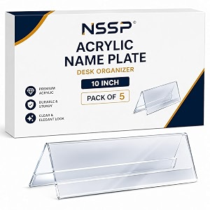 acrylic table desk name plate  10 inch pack of 5 clear acrylic  elegant amp durable design  suiable for home office restaurant amp reception