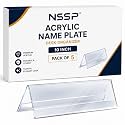 Acrylic Table Desk Name Plate | 10 Inch (Pack of 5, Clear Acrylic) | Elegant & Durable Design | Suiable for Home, Office, Restaurant & Reception