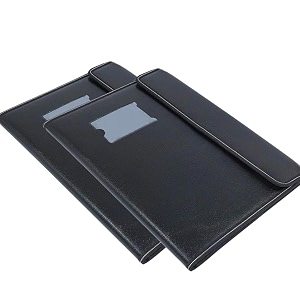 leather document file folder executive folder for certificate a4 size document organizer sleeve file for office home banks professionals black 30 slevee pack 2