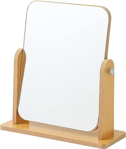 nsusu wooden vanity mirror-single sided 360 swivelportable desk mirror small size