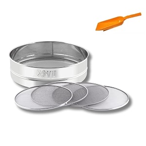 stainless steel 4 in 1 interchangeable sievechalni 1 unit  set of 5  silver  gehuflourattamaida chalnispicesfood strainers with aata scoop