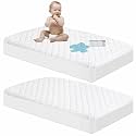 NTBAY Waterproof Crib Mattress Protectors, 2 Pack, White