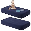 NTBAY Waterproof Crib Mattress Protectors, 2 Pack, Navy Blue