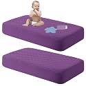NTBAY Waterproof Crib Mattress Protectors, 2 Pack, Purple