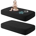NTBAY Waterproof Crib Mattress Protectors, 2 Pack, Black
