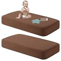 NTBAY Mini Waterproof Crib Mattress Protectors, 2 Pack, Brown
