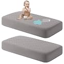 NTBAY Mini Waterproof Crib Mattress Protectors, 2 Pack, Smoke Grey