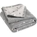 NTBAY 3 Layer Muslin Toddler Blanket, 30 x 40, Dark Grey Rabbit
