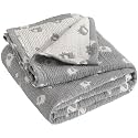 NTBAY 3 Layer Oversized Muslin Toddler Blanket, 45 x 60, Dark Grey Elephant
