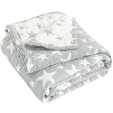 NTBAY 3 Layer Oversized Muslin Toddler Blanket, 45 x 60, Grey/White Star