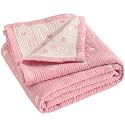 NTBAY 3 Layer Oversized Muslin Toddler Blanket, 45 x 60, Pink Rabbit