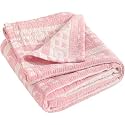 NTBAY 3 Layer Oversized Muslin Toddler Blanket, 45 x 60, Pink Bear