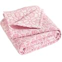 NTBAY 3 Layer Oversized Muslin Toddler Blanket, 45 x 60, Pink Clover